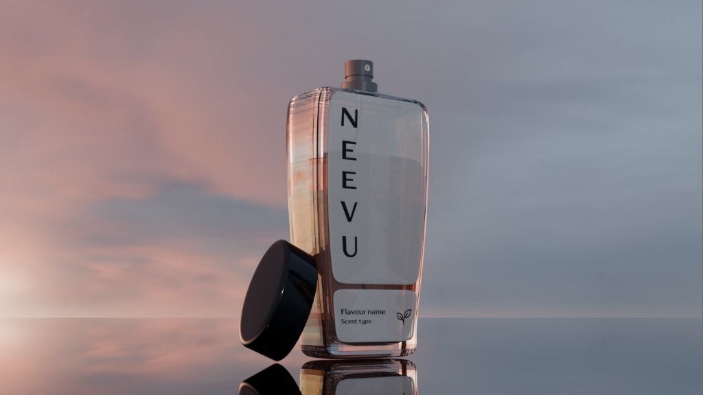 NEEVU perfume bottle with vertical branding and a white label