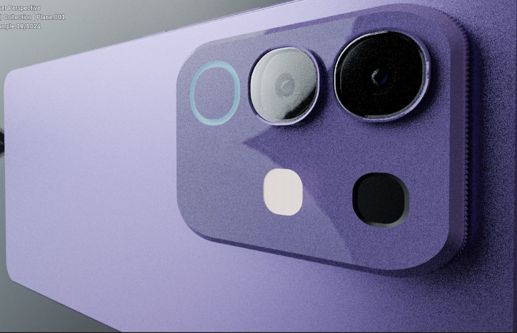 Close-up of the purple Vivo T4x original camera island