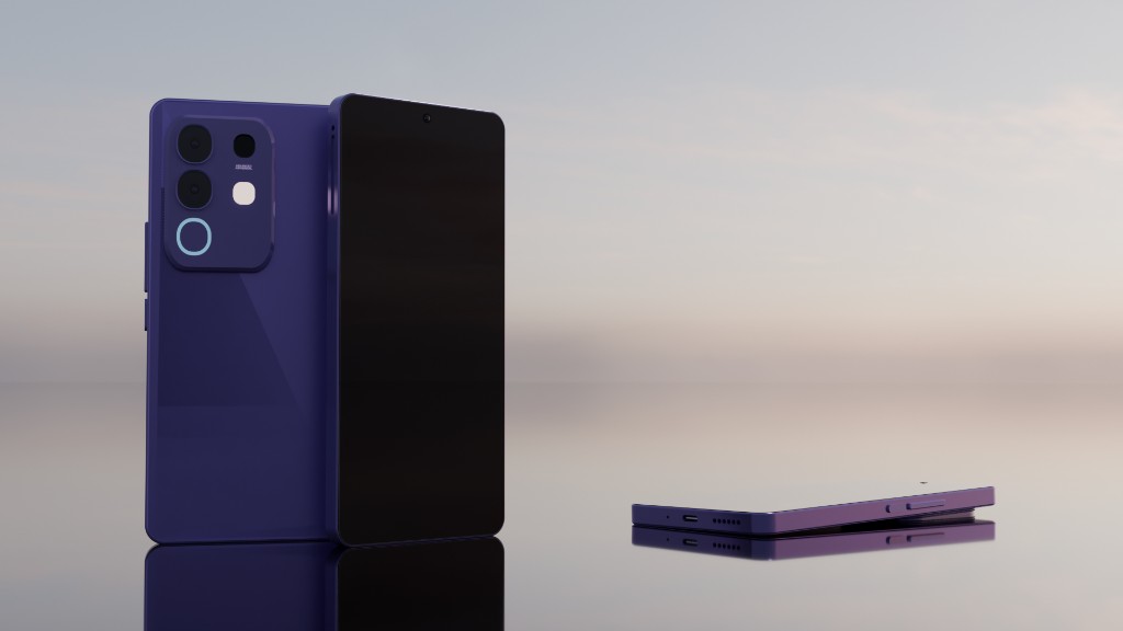 Purple Vivo T4x original model from front, back, and side